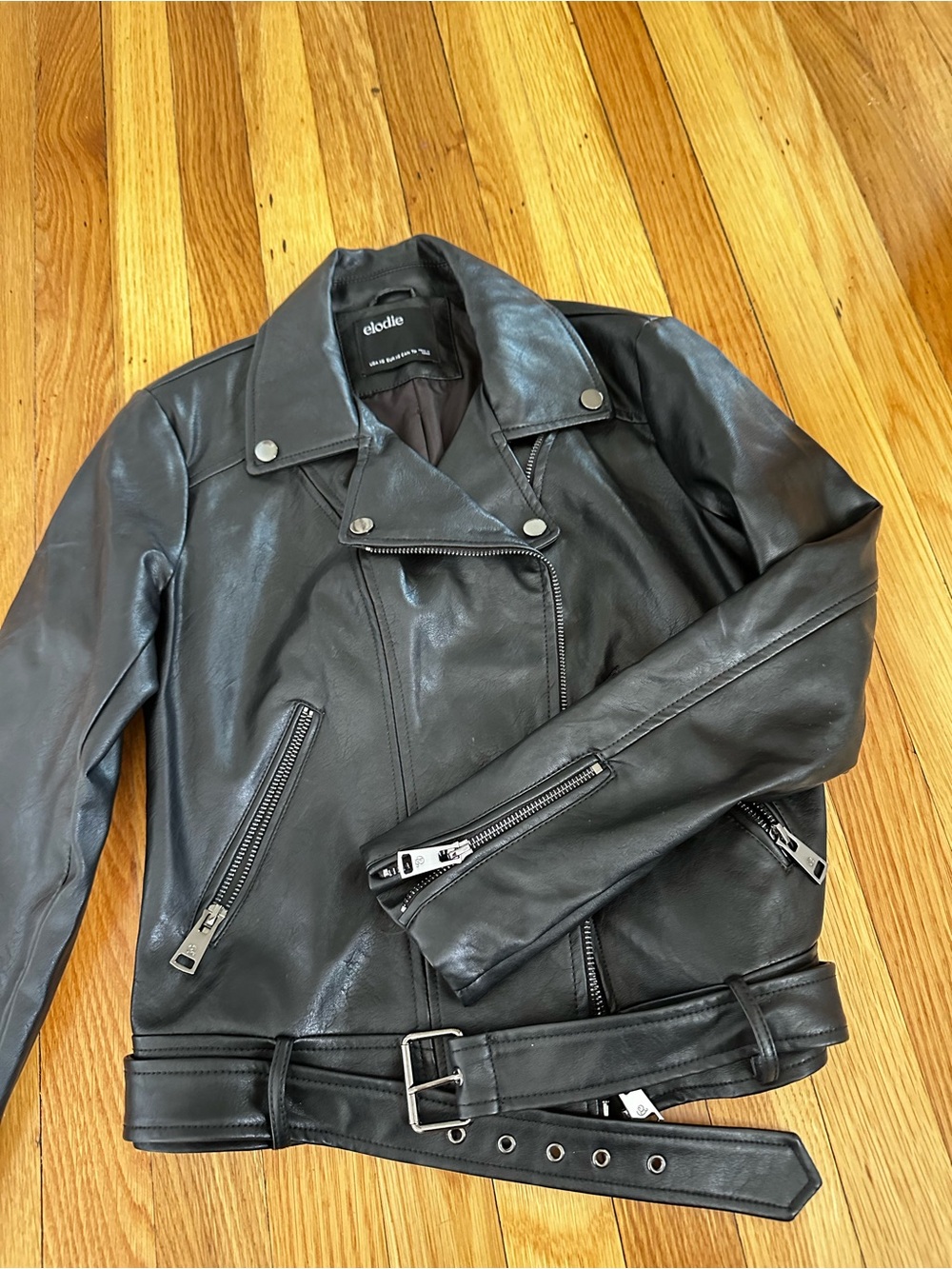 Elodie Black Leather Moto Jacket